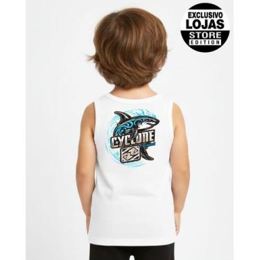 Imagem de Regata Infantil Cyclone Tribal Shark Metal, Branco, 8