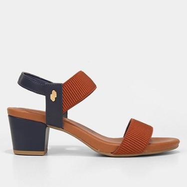 Imagem de Sandália Couro Usaflex Salto Grosso Tiras Elásticas Feminina-Feminino