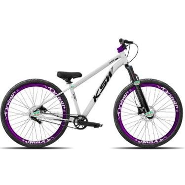 Imagem de Bicicleta KSW do Grau Kit 1x1 Freio Mecânico Pneus Flame, Branco 5
