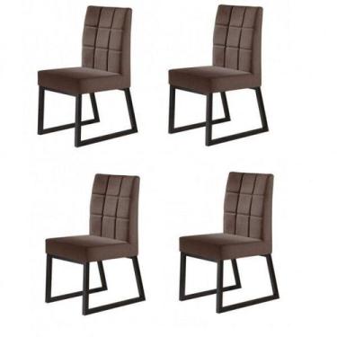 Imagem de Kit 4 Cadeiras Estofadas Pés Metálicos Gênova Yescasa - Cimol