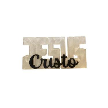 Imagem de Letreiro Jesus Cristo Placa Minimalista Bíblico Cristão Decorativo Mod