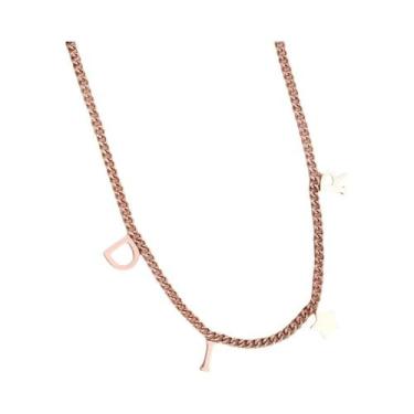 Imagem de Colar Feminino De Luxo Com Pingente De Letra E Estrela Em Aço Inoxidáv