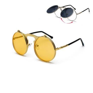 Imagem de Óculos Sol Redondo Circular Vintage Lente Dupla High Quality - Vinkin,