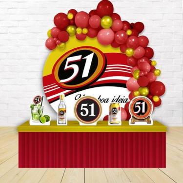 Imagem de kit festa painel redondoDecoração Cachaça Pinga 51 Boteco 1,50 Diâmetr