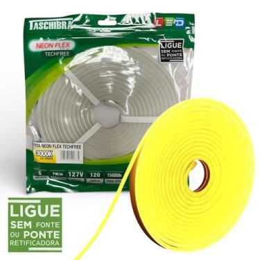 Imagem de Fita Led Neon Flex 5 Metros 7W/M 120 Leds Quente 3000K 127V - TASCHIBR