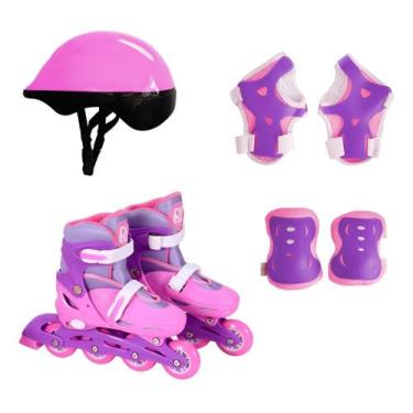 Imagem de Patins Ajustável Feminino Com Acessórios Tamanho G (38-41) - DM Toys