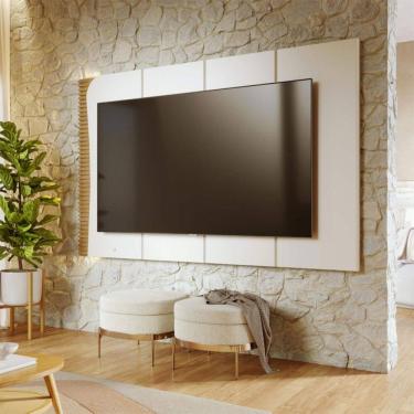 Imagem de Painel para TV Até 65 Polegadas Amalfi Ripado com Led Off White Matte/Freijó - Colibri