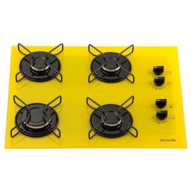 Imagem de Fogão Cooktop a Gás  4 bocas amarelo - acendimento automático - Fornel