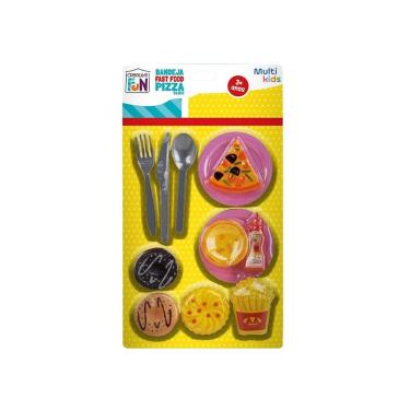 Imagem de Brinquedo Infantil Kit Fast Food Pizza Fatia Creative Fun para Faz de Conta com Comidin...