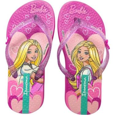 Imagem de Chinelo Dedo Infantil Menina Casual Dia a Dia Tira com Brilho Barbie G