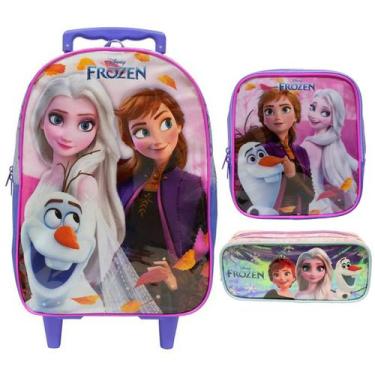 Imagem de Mochila Escolar Rodinhas Frozen + Lancheira + Estojo - Xeryus, Roxo
