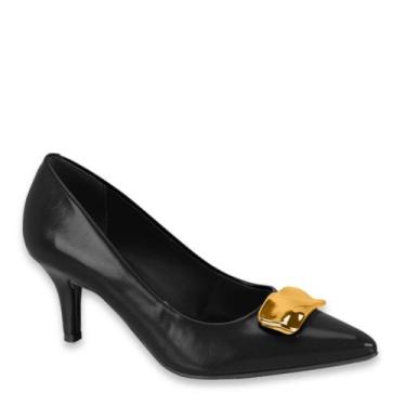Imagem de Sapato Feminino Scarpin Salto Médio Fino Vizzano 1185.1445, Preto, 36