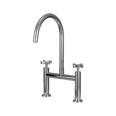 Imagem de Torneira Para Cozinha Gourmet Misturador Duplo Comando Aço Inox 304 Iç