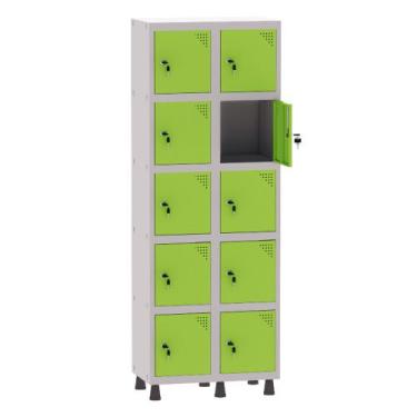 Imagem de Armário Guarda Volume Locker Roupeiro 2 Vãos 10 Portas Aço GRF502/10 C