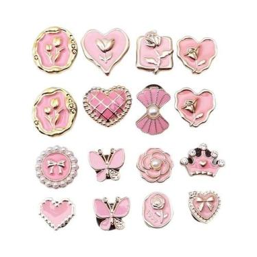 Imagem de Conjunto De Charms Para Sapatos Com Strass Rosa, DIY, Flores, Diamante