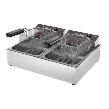 Imagem de Fritadeira Elétrica de Tacho 2 Cubas 6L FRCE6 220V com Cestos e Termostato Metalcubas
