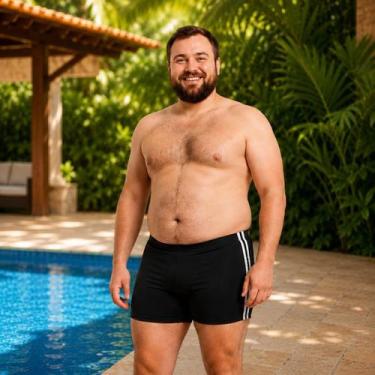 Imagem de Sunga Boxer Masculina Adulto Plus Size Liso Box Tamanho Grande Forrada