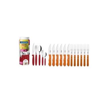 Imagem de Kit - Jogo De Churrasco Inox 12 Peças Dynamic + 1 Faqueiro Vermelho 30pç - Tramontina
