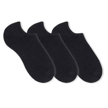 Imagem de Kit 3 Pares Meia Sapatilha Invisível Masculina - SELENE, Preto, U