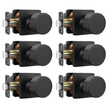 Imagem de Kit de 6 Puxadores para Porta Goldenwarm Preto Fosco para Passagem