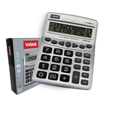 Imagem de Calculadora Mesa Grande Vighs V1048-12 12 Dígitos Prata