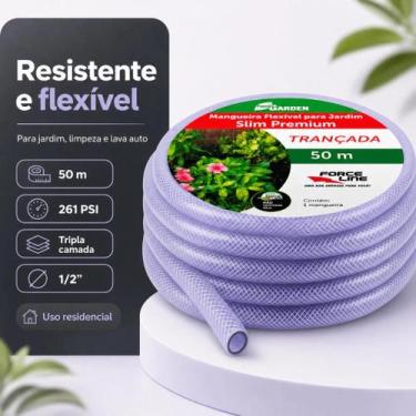 Imagem de Mangueira 50 metros Trançada resistente 1/2 Transparente Cristal para 