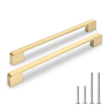 Imagem de Puxadores de Armário Lepatape 20,5 cm Dourado Escovado em Liga de Zinc