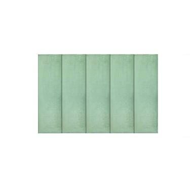 Imagem de Cabeceira Solteiro Modulada Reta - Tecido Veludo 5 Placas (Verde Claro)