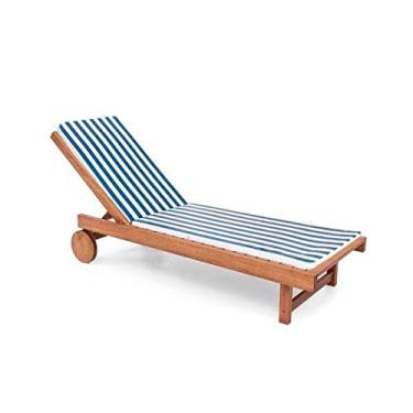 Imagem de Sem Marca Almofada Espreguiçadeira Colchonete Moderno Listrado Branco e Azul 123Organizei Resistente à Cloragem Impermeável para Banho de Sol Pátio com Jardim