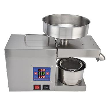 Imagem de Máquina de prensa de óleo, prensa quente a frio, 750 W, 50 a 250 graus Celsius, ajustável, 3 a 5 kg por hora, extrator automático de óleo de aço inoxidável 200 mm para espremer óleo para casa comercial (EUA)