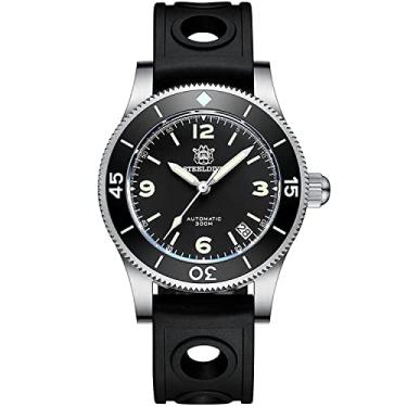 Imagem de Novo relógio masculino de pulso masculino de aço inoxidável 300 m à prova d'água NH35 Mov't Sapphire Crystal Wristwatch, Pulseira de borracha, M