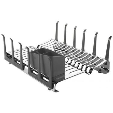 Imagem de Escorredor de Louça Tramontina em Aço Inox com Secador de Copos e Porta Talheres Grafite Tramontina