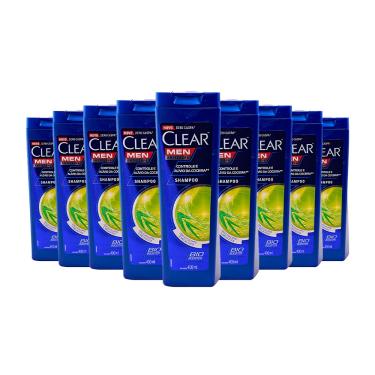 Imagem de Shampoo Clear Men Anticaspa Controle e Alívio da Coceira Eucalipto e Melaleuca 400ml (Kit com 9)