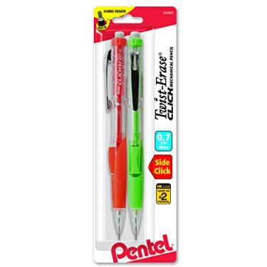 Imagem de Pentel Lapiseira Twist Apagar Clik, corpo transparente de 0,7 mm, pacote com 2 (PD277TBP2M)