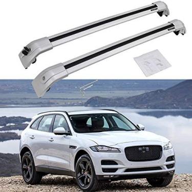 Imagem de UDP-Auto 2 peças serve para Jaguar F-Pace F Pace X761 2016-2020 Rack de trilho de teto com trava de alumínio barras transversais Bagagem Bagagem Bagagem Bagageiro - Todo Prata