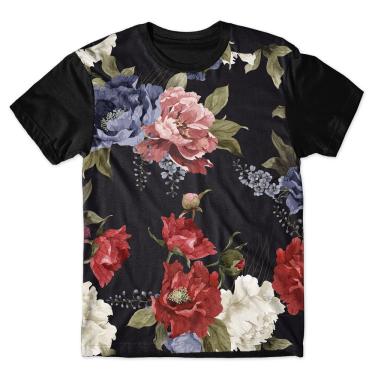 Imagem de Camiseta As Braba Masculina Flor Rosa e Azul Full Print