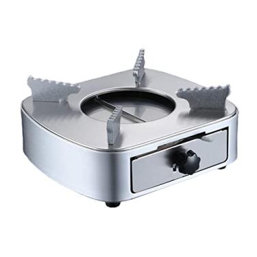 Imagem de Mini fogão a álcool portátil Fogão de acampamento com queimador Equipamento ar livre para mochileiros de caminhada, Prata