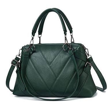 Imagem de Bolsas grandes e bolsa para mulheres bolsa transversal de couro acolchoado moda alça superior bolsa de ombro bolsas, Verde
