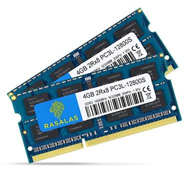 Imagem de Rasalas Kit de 8 GB (2 x 4 GB) DDR3L 1600MHz SODIMM PC3L-12800 (PC3L-12800S) SODIMM CL11 Non-ECC Unbuffered 204 Pin Laptop, Notebook, Atualização de memória RAM do computador AIO