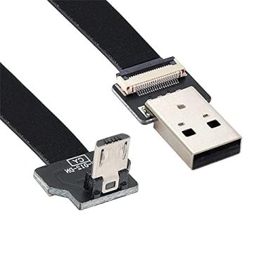 Imagem de 1,0 m para baixo ângulo USB 2.0 tipo A macho para micro USB 5 pinos macho dados plano fino FPC cabo para FPV e disco e telefone
