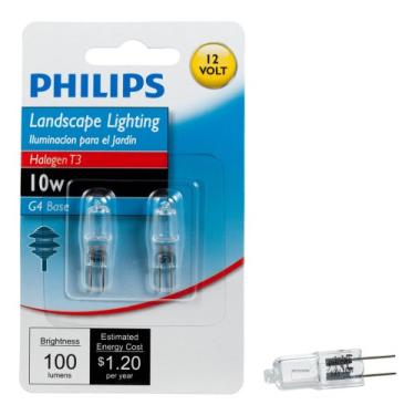 Imagem de Philips Iluminação de paisagem halógena T3 Lâmpada de 12 volts: 3000-Kelvin, 10 watts, base G4, pacote com 2