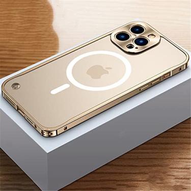 Imagem de Capa de armação de metal galvanizado de luxo para iphone 11 12 13 14 pro max 12 13 mini 14 plus capas de telefone de placa traseira de acrílico fosco, ouro rosa 2, para iphone 11pro