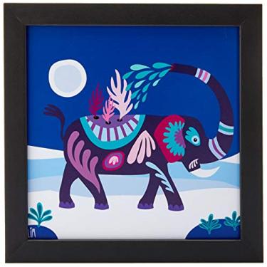 Imagem de Arte Maníacos Quadro Decorativo Elefante Plim Azul - 46x32,5cm (Moldura em laca preta)
