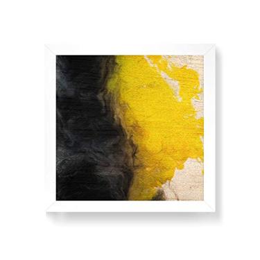 Imagem de Arte Maníacos Quadro decorativo com moldura caixa branca em Madeira - Abstrato Textura Amarelo - 30x30cm