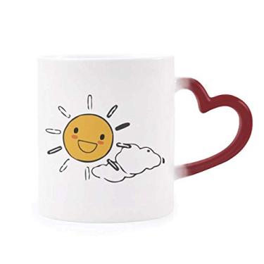 Imagem de Caneca sensível ao calor com estampa de nuvem de clima sol vermelho muda de cor
