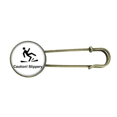 Imagem de Caution Slippery Black Symbol Retro Metal Broche Clip Joias