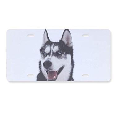 Imagem de DIYthinker Placa de carro para decoração de carro Big Dog Snow Husky acessório de aço inoxidável