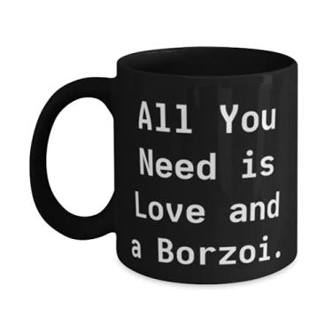 Imagem de Linda caneca Borzoi Dog 325 ml, All You Need is Love and a Borzoi, presente para amigos, especial de amigos