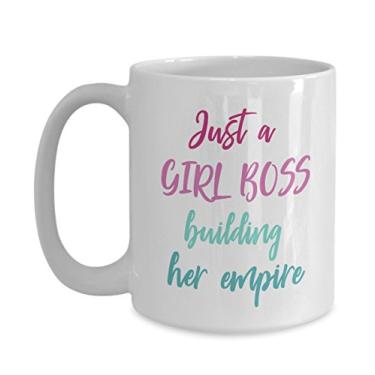 Imagem de Caneca Just A Girl Boss Building Her Empire – Caneca de café de cacau quente divertido – ideia de de Natal