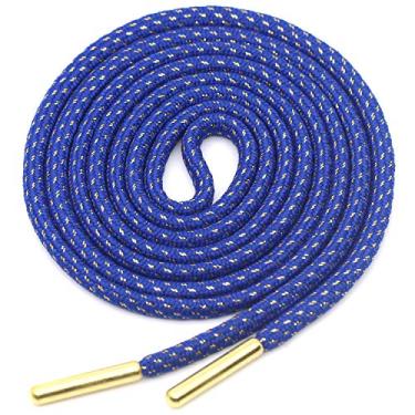 Imagem de Tênis de seda dourado metálico YJRVFINE para cadarços de basquete com pontas de metal, 05 Blue-2 Pair, 47.24"Inch (120CM)
